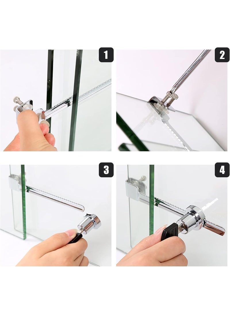 Chrome-Finished Sliding Glass Door Ratchet Lock – Heavy-Duty Security for Display Cases, Showcases & Trophy Cabinets – Easy No-Drill Installation – Fits Glass up to 0.47" – Includes 2 Keys & Washers - Image 4